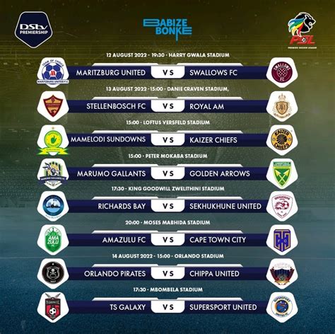 Swallows Football Club » Fixtures & Results – DSTv Premiership.